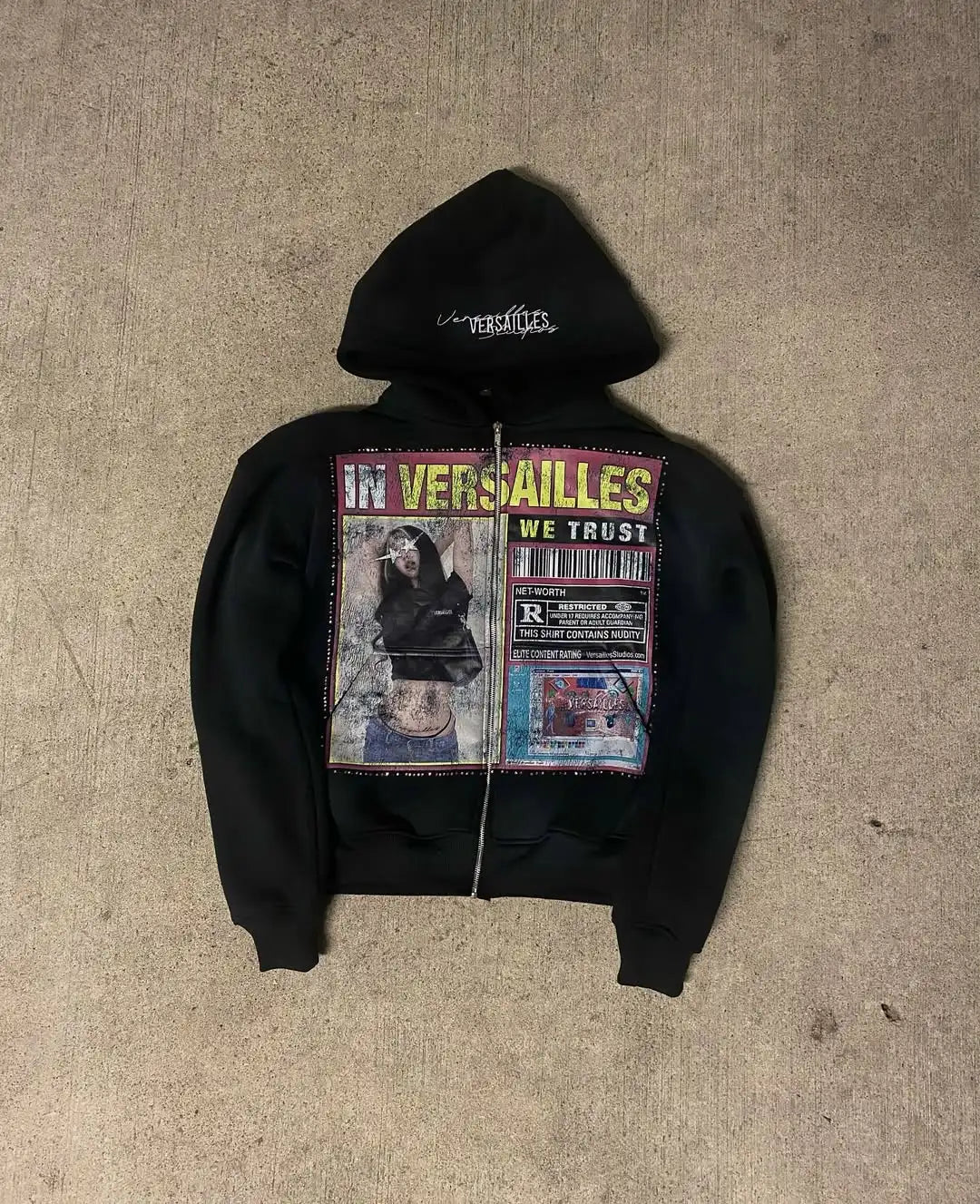 Retro Y2K Graphic Zip-Up Hoodie