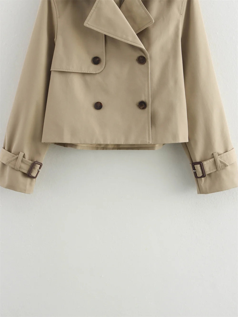 Vintage Cropped Double-Breasted Trench