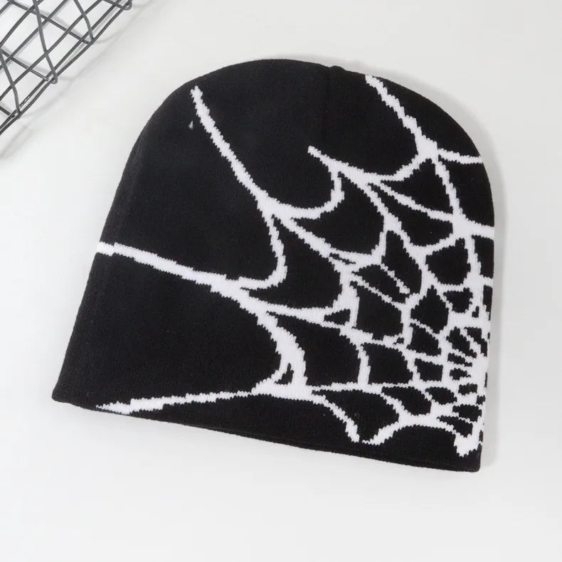 Spider Embroidered Knit Beanie – Y2K Winter Hat