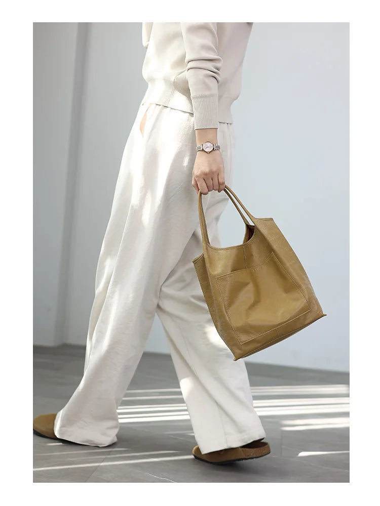 Women Genuine Leather Tote Luxury Light Weight And Comfortable To Use Handbag Colorful Soft Shopping Bags