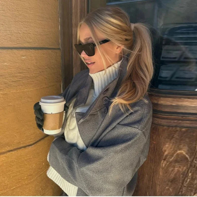 Urban Stand-Collar Woolen Coat