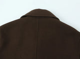 NLZGMSJ Vintage Casual Chic Women Overcoat Solid Pockets Double-breasted Short Coat New Fashion 2025 Winter Holiday Coats