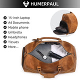 Men's Crazy Horse Leather Duffle Bag Large Capacity Travel Luggage Bag Fits 15'' Laptop & Shoes Durable Totes Bags for Business