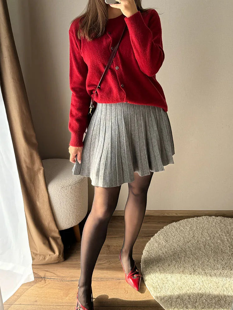 Elegant Knit Pleated Mini Skirt for Women