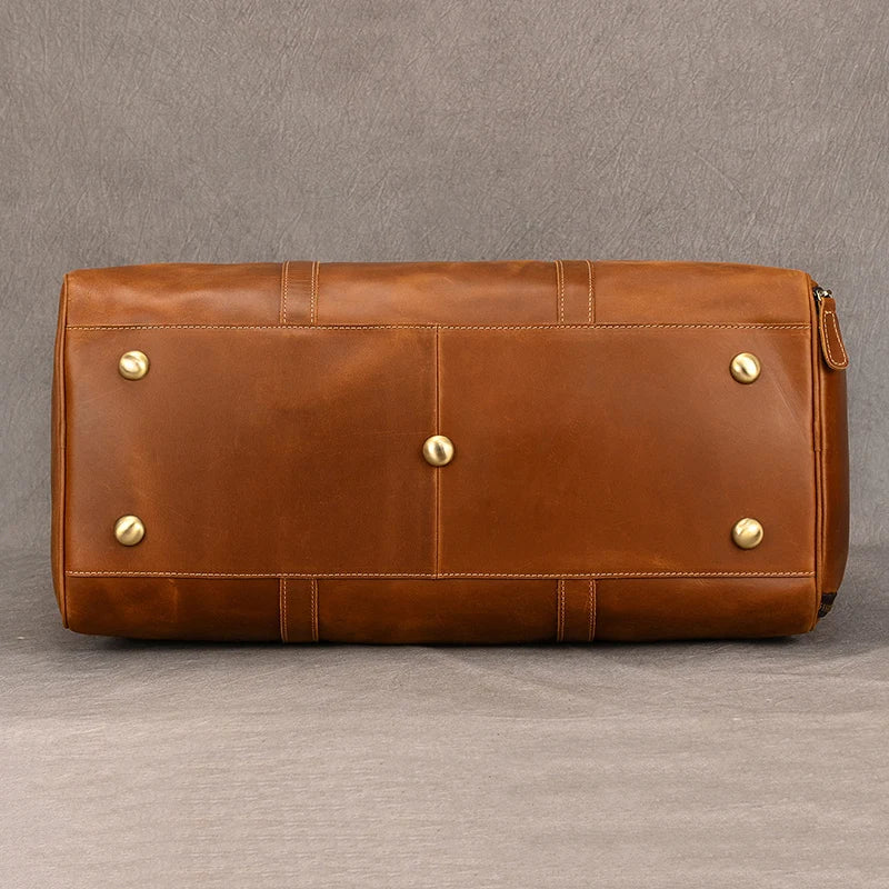 Natural Cowskin Travel Bags Waterproof Men's Leather Overnight Bag Handbag For Plane Luggage Men Male Weekend Bag Business 55cm