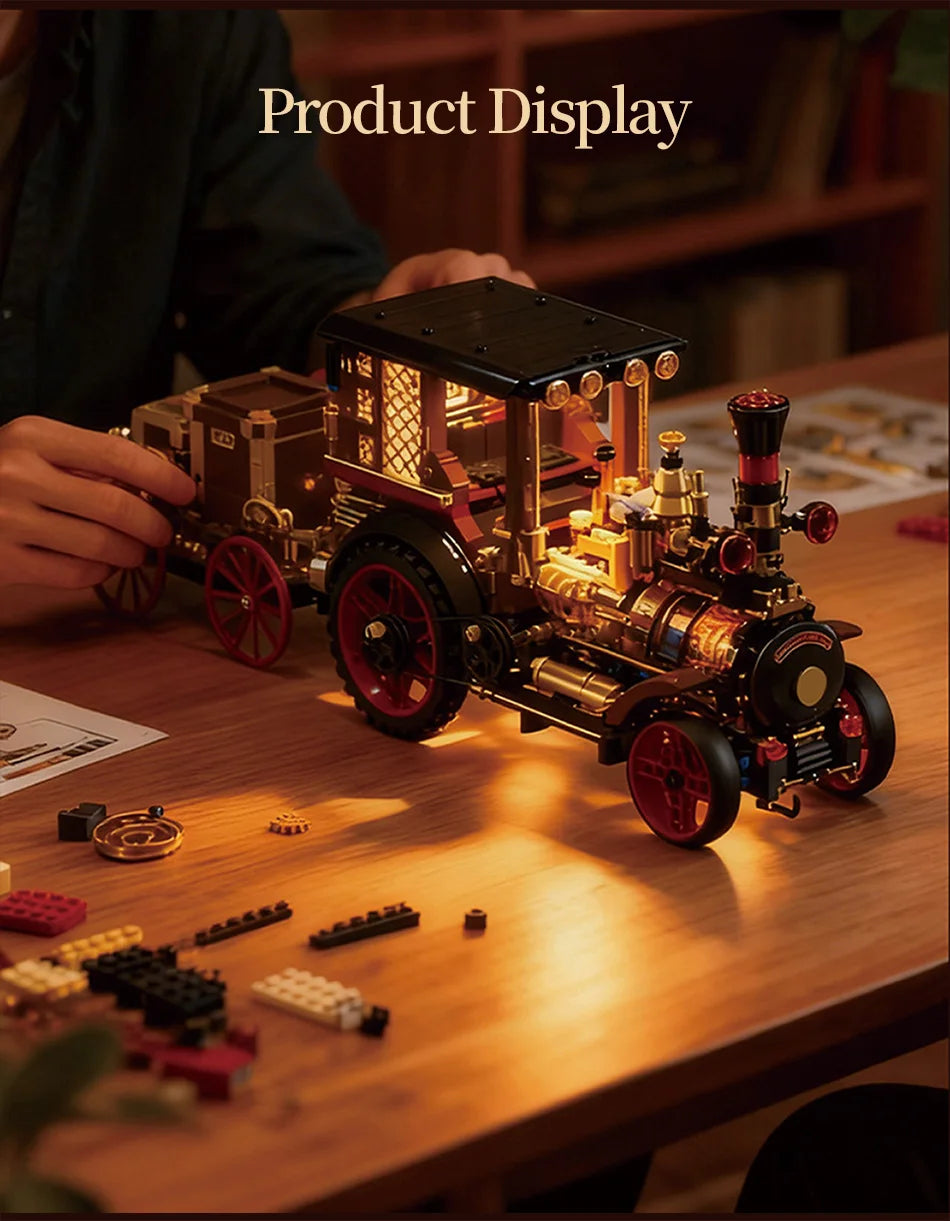 1331-Piece Vintage Steam Car Building Block Set