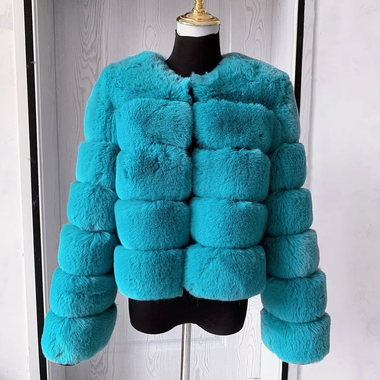 Elegant Winter Faux Fox Fur Crop Jacket