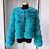 Elegant Winter Faux Fox Fur Crop Jacket