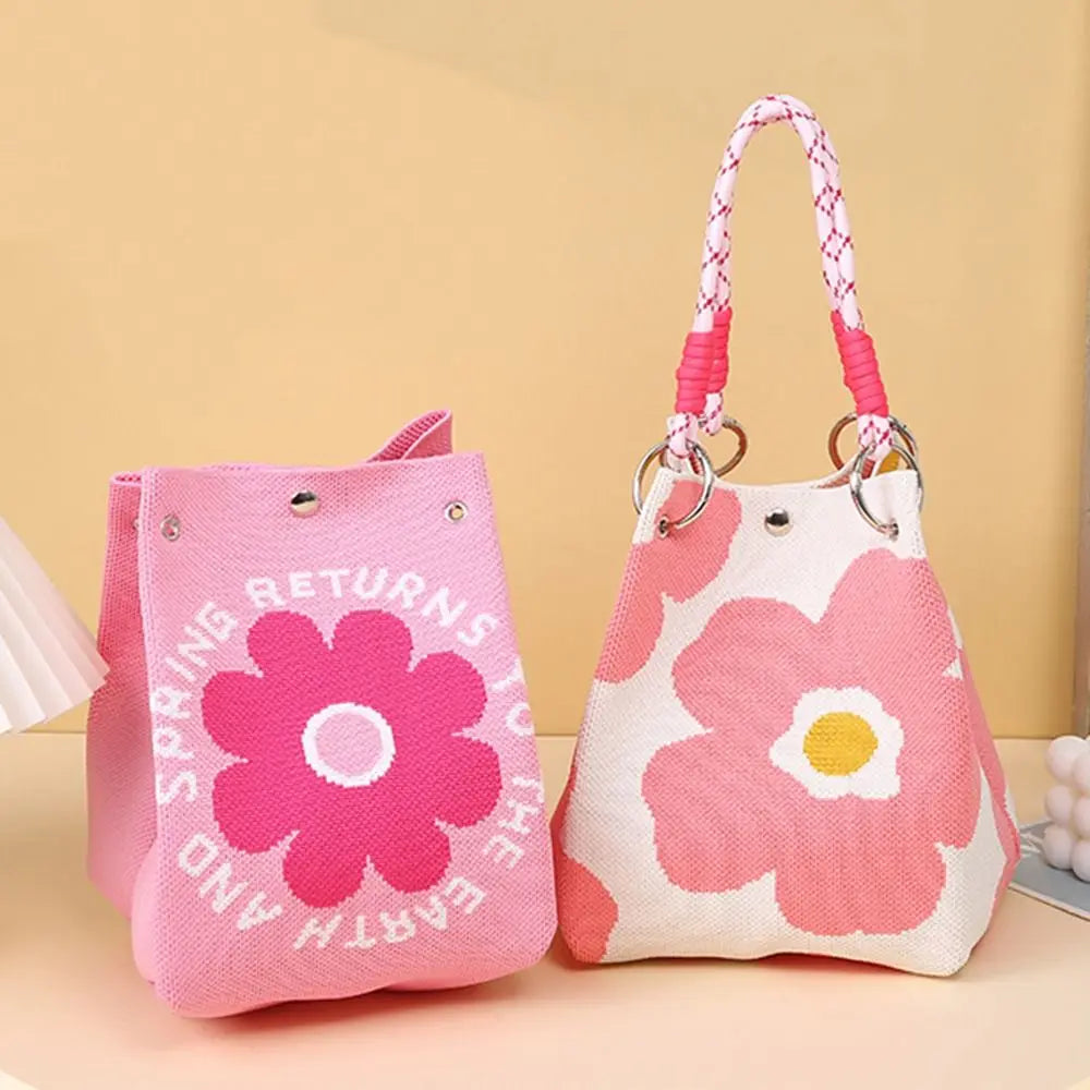 Women's Cartoon Knitted Bucket Bag