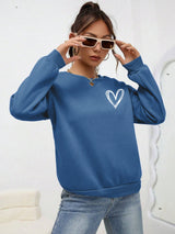 Heart Pattern Fleece Crewneck