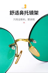 Rimless Round Sunglasses – UV400 Alloy Frame
