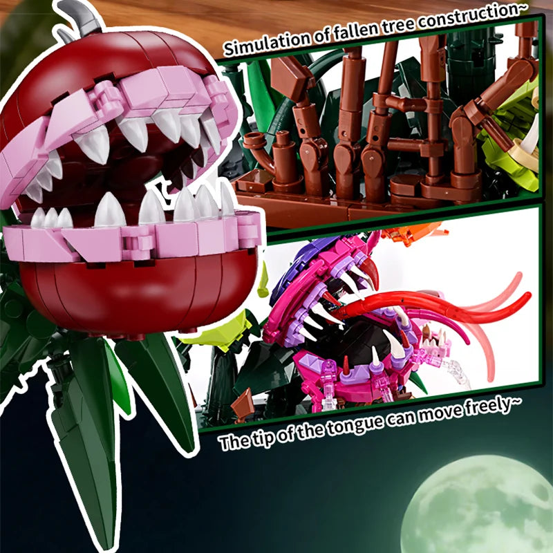 Creative 1266Pcs Carnivorous Plant Manor Building Blocks MOC Man-eating Flower Garden Bricks Home Decoration Toys Children Gift