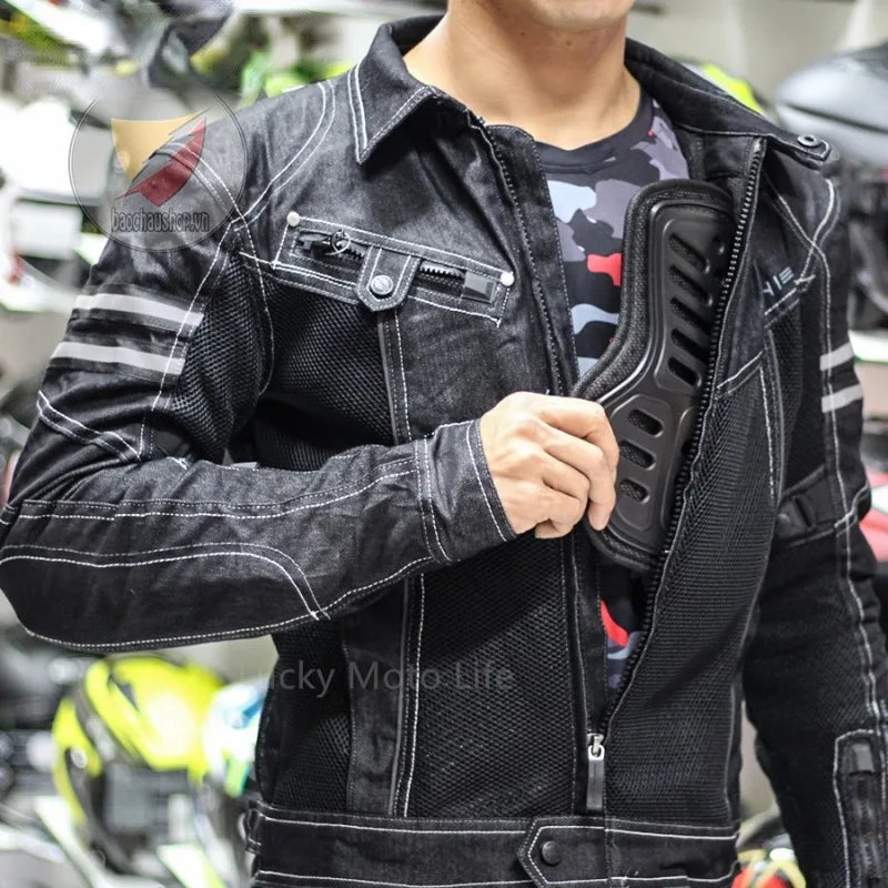 High-Performance Breathable Denim Racing Jacket
