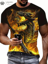 Men's Dragon Print Short Sleeve Graphic T-Shirt