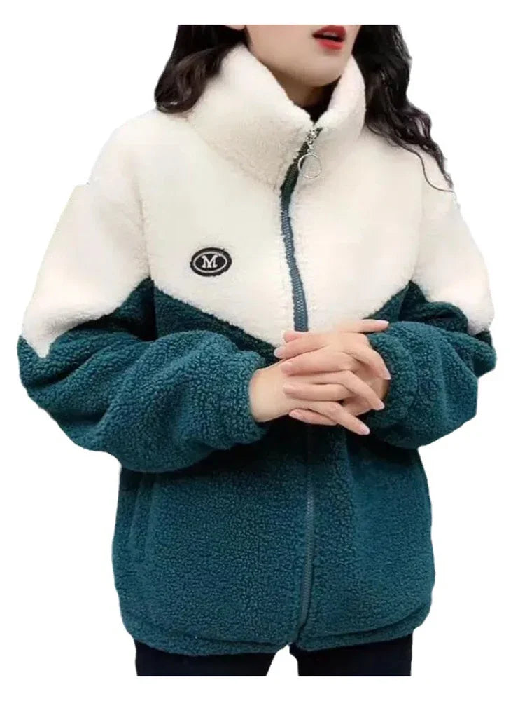 Plush Lamb Fleece Mid-Length Overcoat