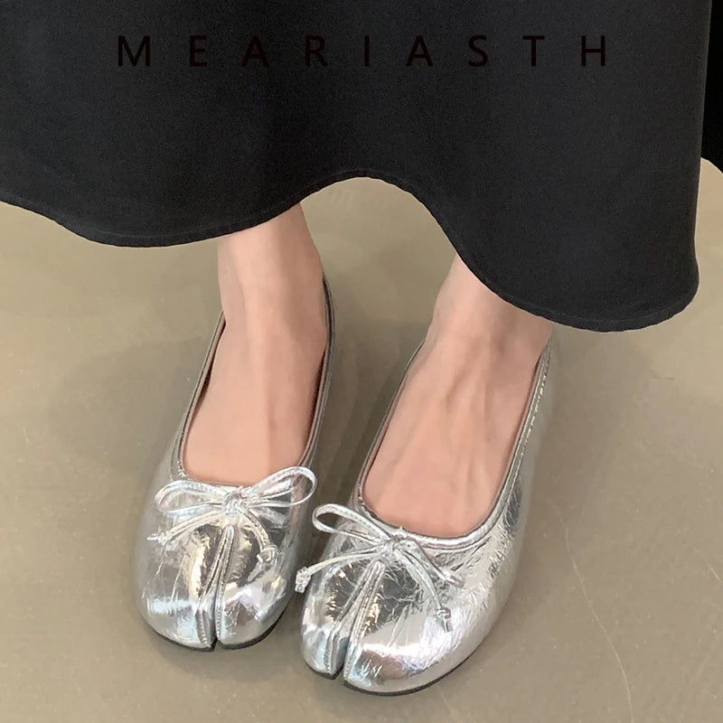 Women's Split-Toe Bow Loafers | Elegant Flat Pumps