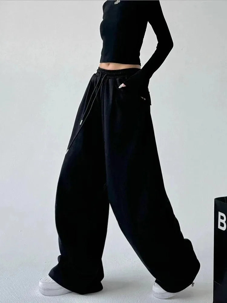 Women's High-Waist Wide-Leg Drawstring Pants