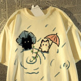 Whimsical Japanese Cat Graphic Tee – Women's Summer Top