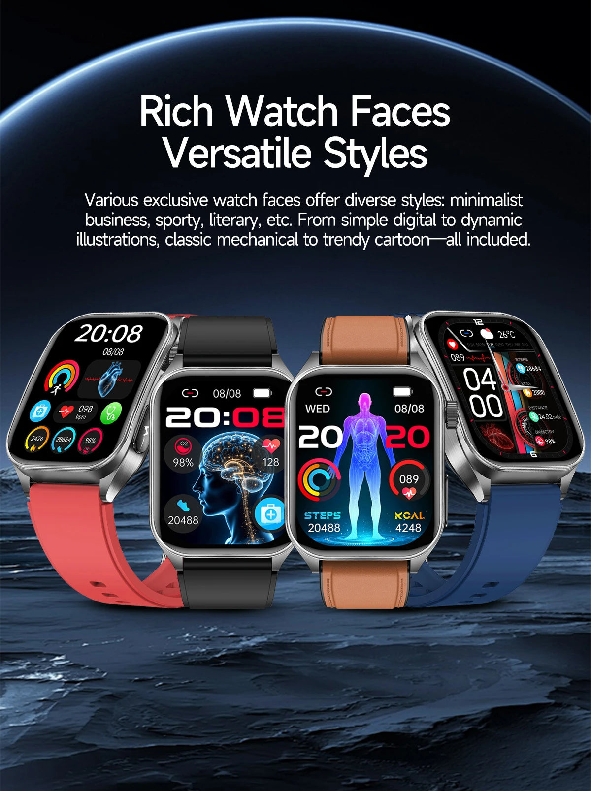 2026Hot AI-GPT Diagosis ECG Health SmartWatch Blood Pressure Lipid Uric Acid 650nm Dual-Probelaser Heart Analysis Smart bracelet