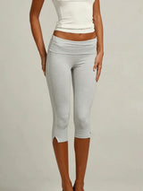 Women's Y2K Low-Rise Capri Leggings | Fold-Over Waistband
