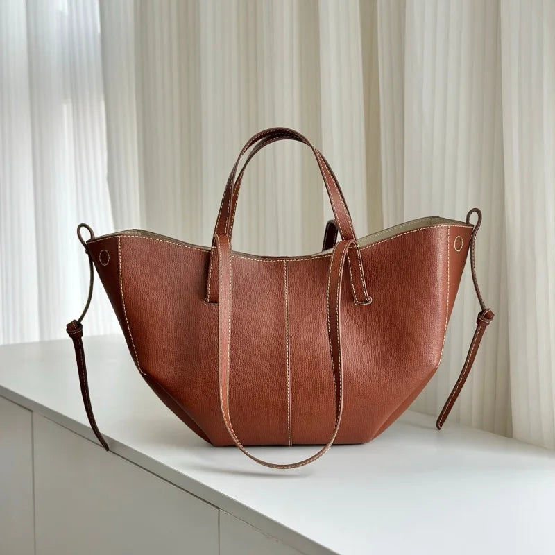 Lychee-Grain Cowhide Tote | Luxury Leather Handbag