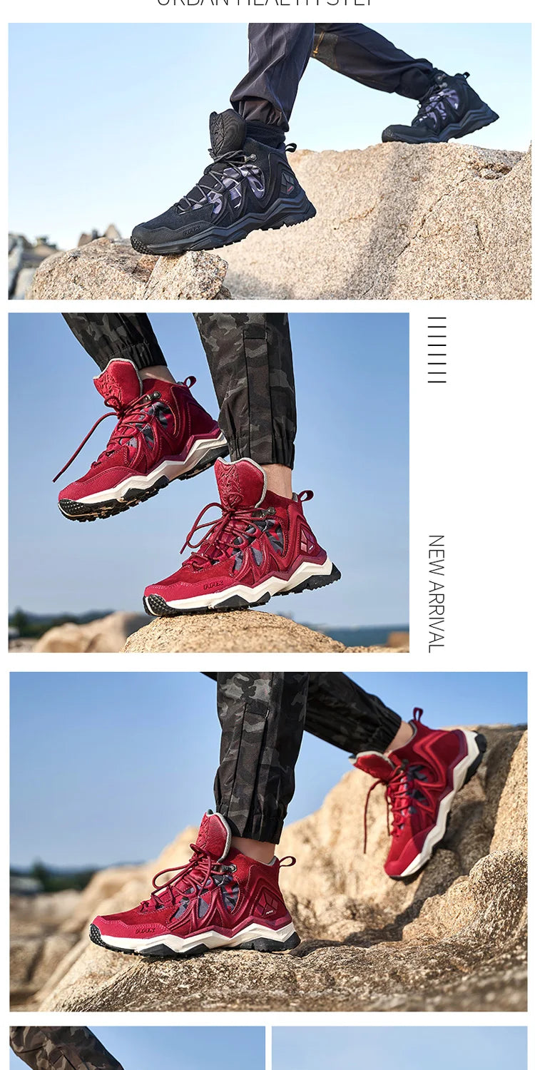 RAX Waterproof Hiking Shoes Men Winter Outdoor Sneakers for Men Snow Boots Plush Mountain Snowboots Outdoor Tourism Jogging Shoe