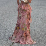 Y2K Floral Lace Long Skirt – Boho Beach & Party Style