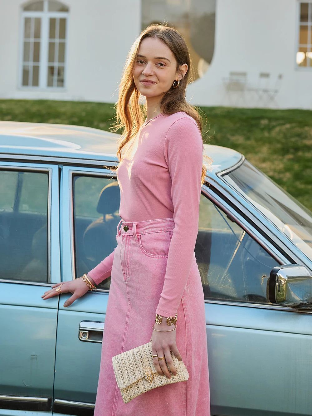 Women's Cotton Denim Midi Skirt | Spring 2026
