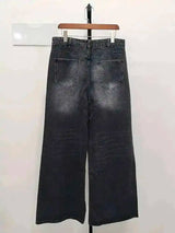 Men's Washed Blue Loose Straight-Leg Jeans