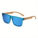 Square Wood-Grain Sunglasses – UV400 & Spring Hinges