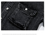 Men Fashion Denim Jackets Coats Loose Fit Pockets Solid Turn Down Collar Full Sleeve Regular Jacket Spring 2025 Causal Clothing