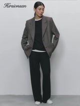 Hirsionsan Modal Soft Loose Sets Women 2026 Casual Two Pieces Long Sleeve T Shirts and High Waist Dresses Outfits Tracksuit