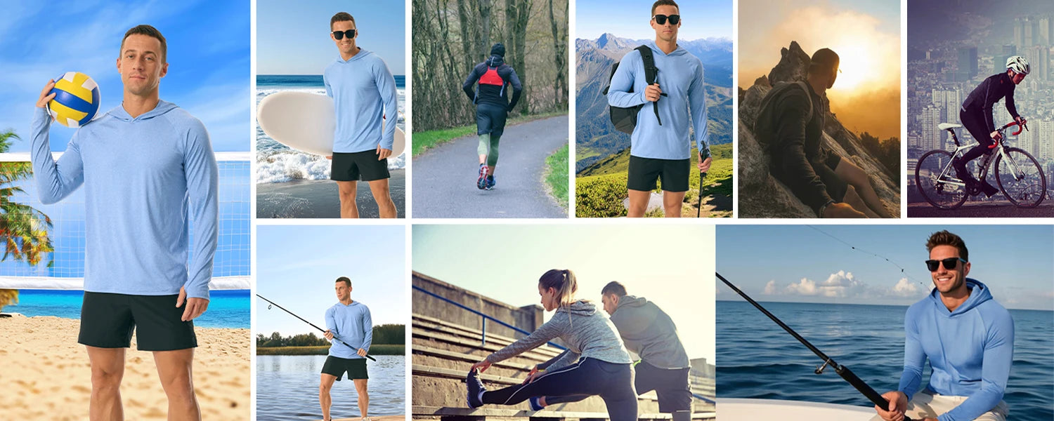 Men's UPF 50+ Sun Hoodie — Long Sleeve Quick-Dry Rash Guard