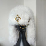 Designer Luxury Bomber hat women's ski cap winter hat faux fur pilot hat diamond thickened warm ear protection hat versatile털모