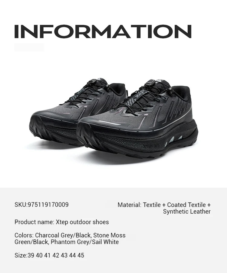 Xtep Kunlun 2.0 Hiking shoes for Men 2025 Spring Anti-slip Wrapping Rebound Cushioning Lightweight Outdoor Sneakers 975119170009
