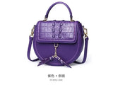 KEXIMA Crocodile Embossed Leather Round Shoulder Bag