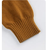 Women's Autumn V-Neck Cashmere Blend Cardigan – USA-Made Loose Knit Sweater