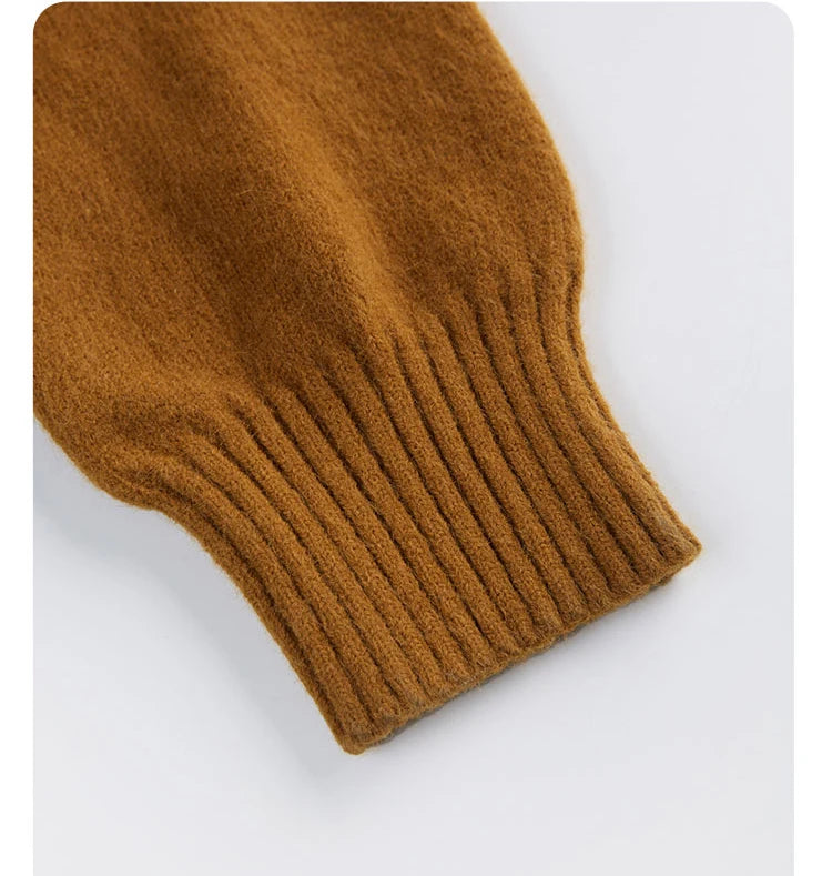 Women's Autumn V-Neck Cashmere Blend Cardigan – USA-Made Loose Knit Sweater