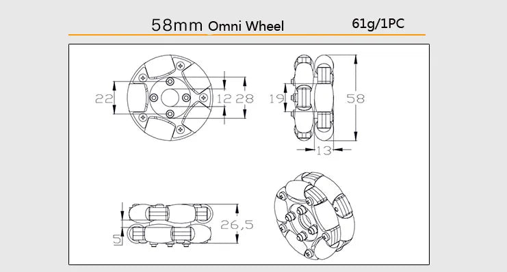 58mm Nylon Omni Wheels for Brompton Folding Bike