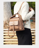 Zency Stylish Women Shoulder Bag 100% Genuine Leather Large Capacity Handbag Multifunction Satchel Bag Backpack Brown 2 in 1 Bag