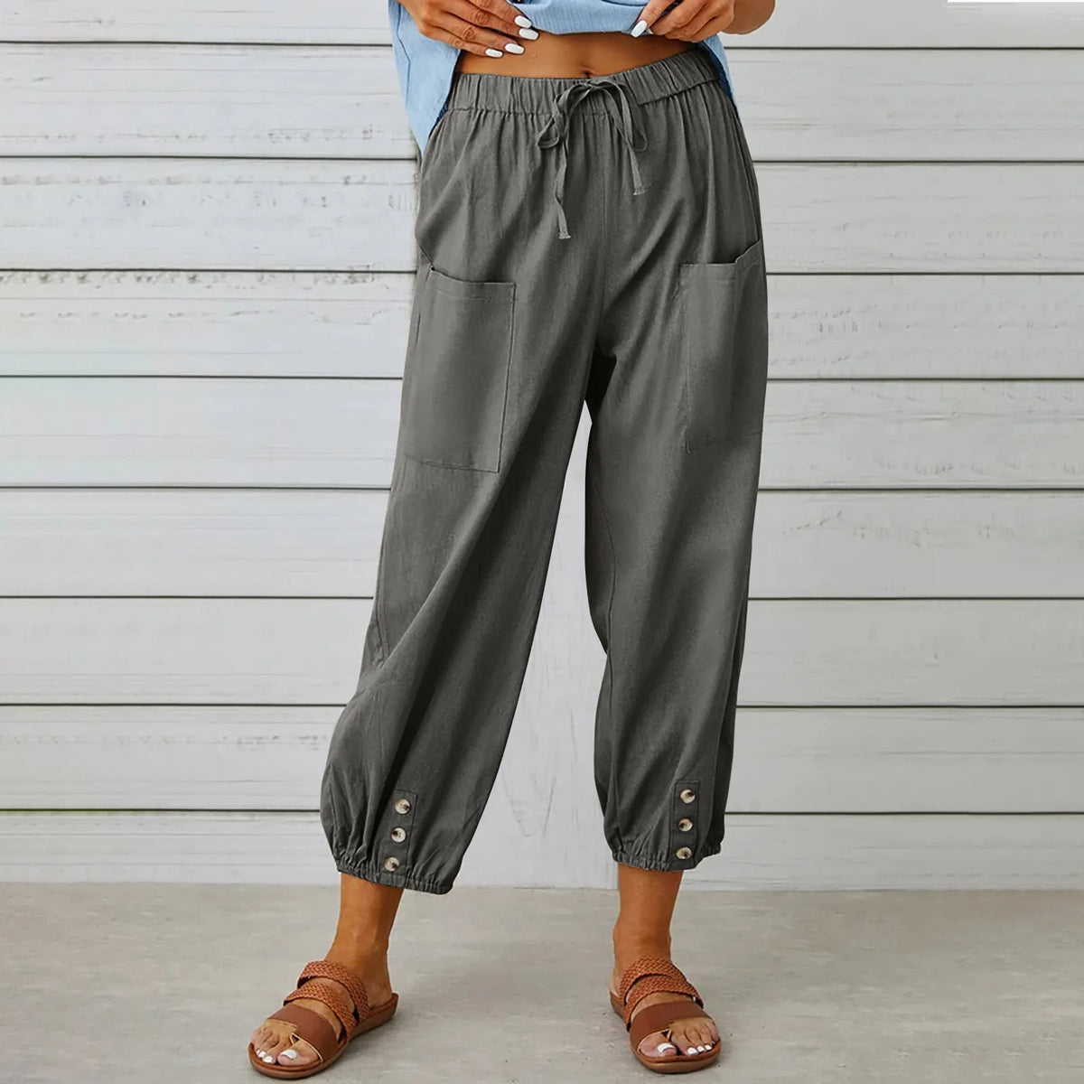 Women's High-Waist Cotton Linen Pants