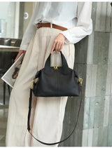 Women's Natural Cow Leather Bag Female Retro Cowhide Crossbody Bags Ladies Large Capacity Shoulder Bag for Middle aged Women