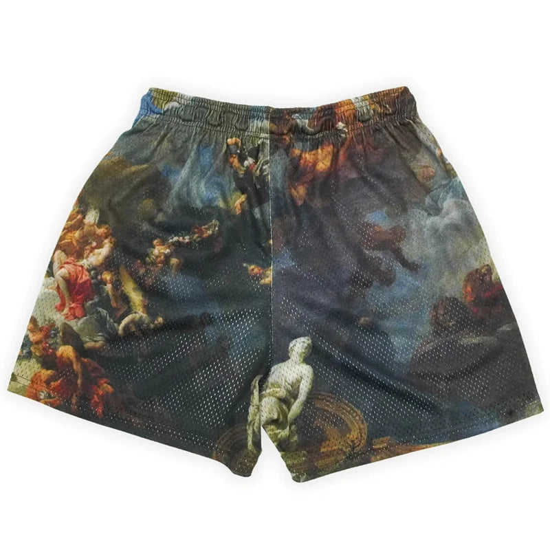 Rose Embroidered Hip Hop Shorts