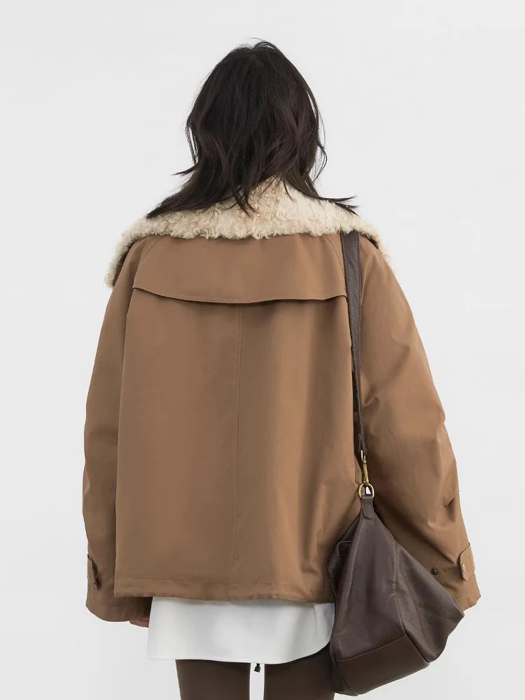 CHIC VEN Fashion Women Coats Loose Casual New Retro Motorcycle Cotton Jacket Thick Warm Female Overcoat Autumn Winter 2025