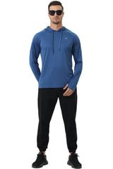 Summer Men's Long Sleeve UPF 50+ Hoodie T-Shirts, Rash Guard Quick Dry T-shirt Outdoor Sport Running Pullover