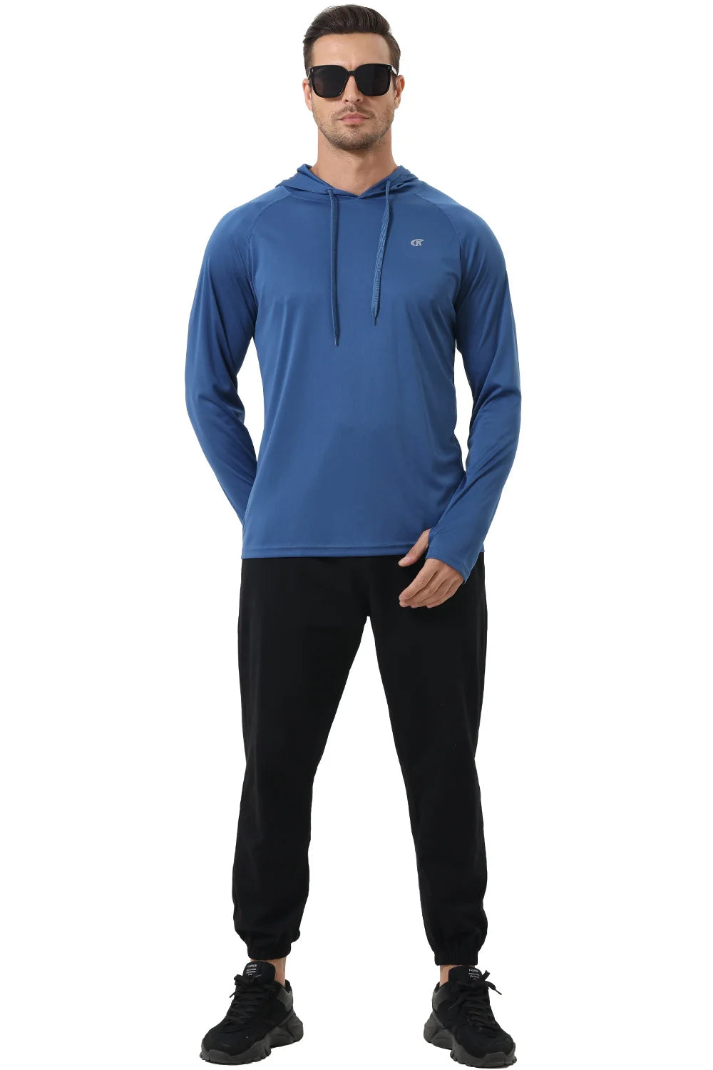 Summer Men's Long Sleeve UPF 50+ Hoodie T-Shirts, Rash Guard Quick Dry T-shirt Outdoor Sport Running Pullover