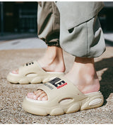 Men Thick Sole Summer Beach Slides Bathroom Anti Slip Slipper Soft Sandals Simplicity Ultra Light Letter Shoes Men Slippers