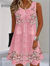 Women's Floral Sleeveless A-Line Mini Dress