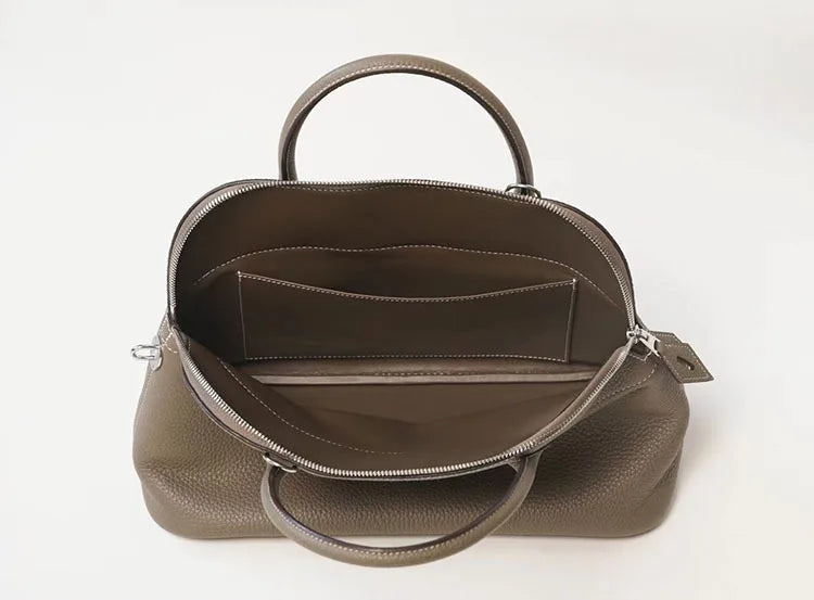 Premium Semi-handmade First-layer Cowhide Bowling Bag Portable Shoulder Large Shell Bag Commuting Temperament Versatile