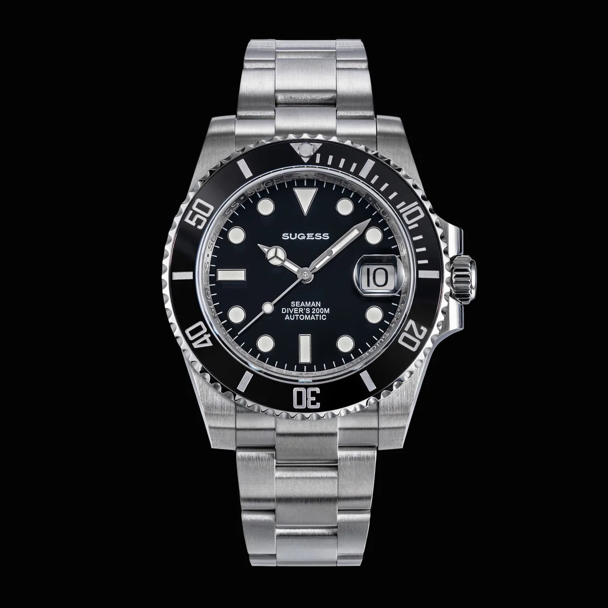 Sugess Watch of Men Diver 2130 Automatic Mechanical Wristwatch Date Sapphire Crystal Luminous Ceramic Bezel Waterproof 200M S421